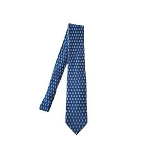 Hermès 605921 Whimsical Turtles Motif Print Navy Blue 100% Silk Novelty Neck Tie